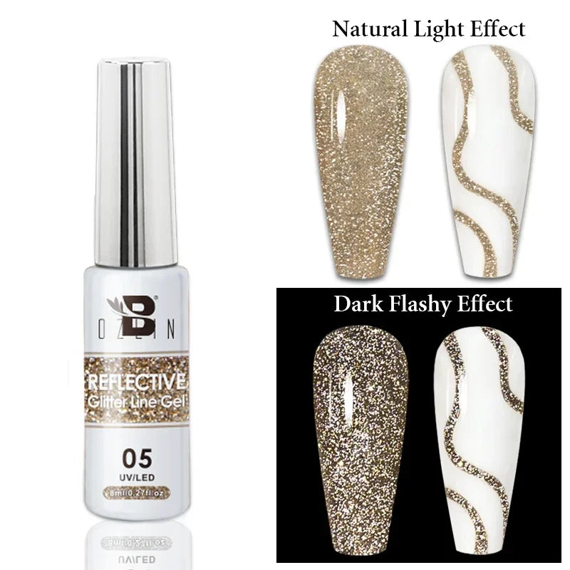 5ML Gold Silver Metallic Liner Paint Gel Polish Chrome Mirror Metal Effect Super Bright French UV LED Semi Permanent Nail Gel