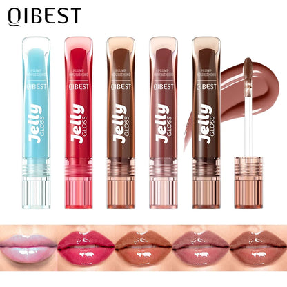 QIBEST Mirror Pearl Jelly Lipgloss Moisturizing Lasting Lipstick Hydrating Lightweight Lip Glaze Watery Crystal Lip Tint Makeup