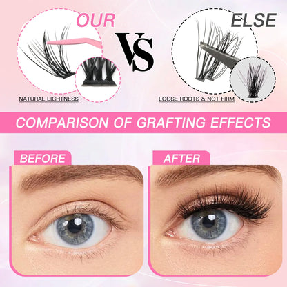 DIY Eyelash Extension Kit 10D20D30D40D with Tweezers Glue Seal Reusable Single Lashes for Party Stage Festival Eye Makeup tools