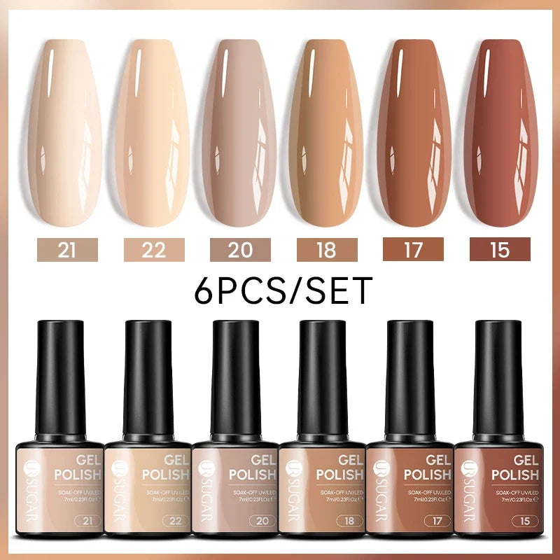UR SUGAR 7ml All Season Gel Nail Polish Set Nude Pink Red Glitter Semi Permanent UV Gel Kits All For Manicure Soak Off Vernis