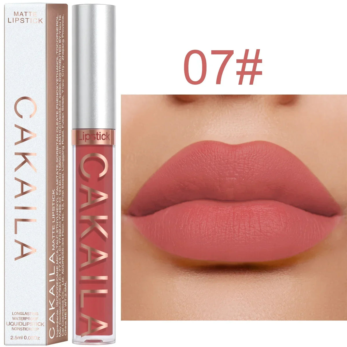 1PC Velvet Matte Lipstick Lip Gloss Light Red Liquid Lip Tint Cream Pigment Long Lasting Silky Texture Lips Women's Cosmetics