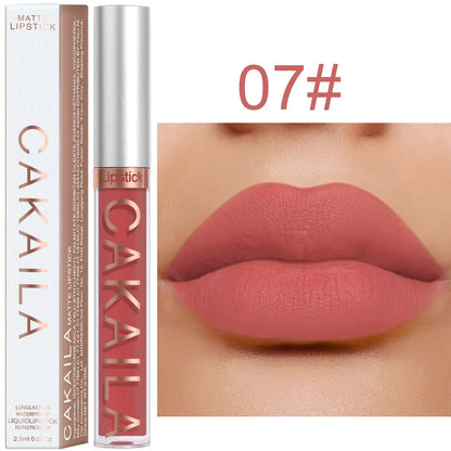 1PC Velvet Matte Lipstick Lip Gloss Light Red Liquid Lip Tint Cream Pigment Long Lasting Silky Texture Lips Women's Cosmetics