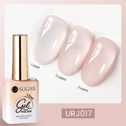 UR SUGAR 15ml Fiber Rubber Base Gel Upgrade Broken Nail Repaired Fiberglass Clear Quick Building UV Construction Gel Soak Off