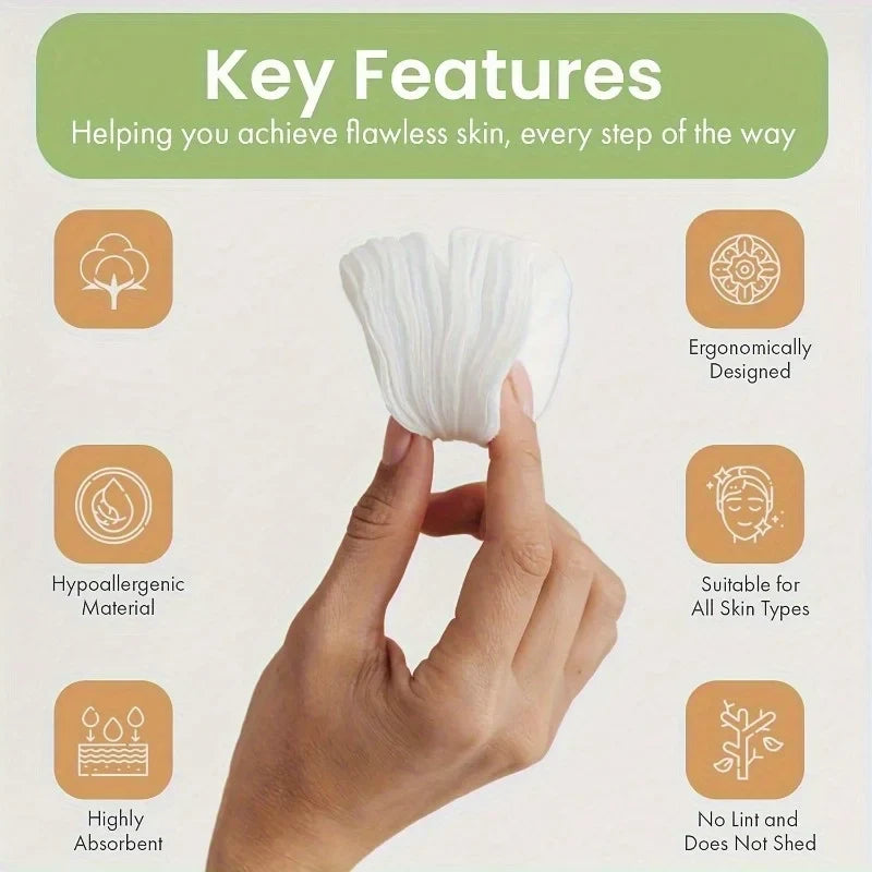 300/600pcs Round Facial Cleansing Pads High-Quality Makeup Remover Wipes Hypoallergenic Lint-Free Round Pads Light Beige