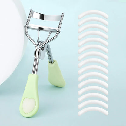 Portable Eyelash Curler with 15 Silicone Pads and Stainless Steel Eyelash Curler, Used for Eyelash Extension and Curling Tools