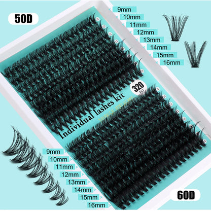 Individual Lashes 20-100D 280pcs Cluster Lashes Natural Look Mixed Tray DIY Eyelash Extension Volume Lash Clusters Eyelashes