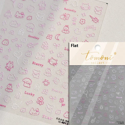 Cute Cat Eye Fishbone Animals Leopard Cat Ginger Cat Kitten Exclamation Point Paw Self Adhesive Nail Art Sticker Manicure Decals