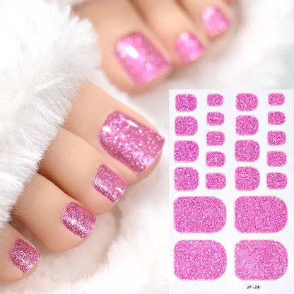 1pcs 22tips Gradient Glitter Full Toe Nail Wraps 3D Shiny Omber Pink/Purple/blue Toe Nail Polish Stickers Baking Free Toe Strips