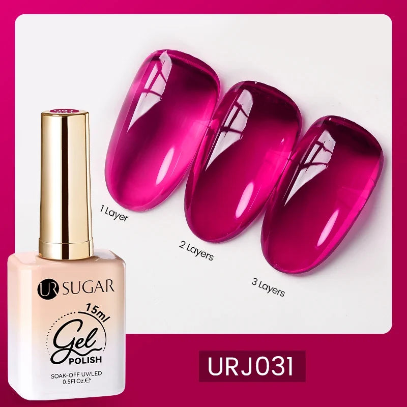 UR SUGAR 15ml Fiber Rubber Base Gel Upgrade Broken Nail Repaired Fiberglass Clear Quick Building UV Construction Gel Soak Off