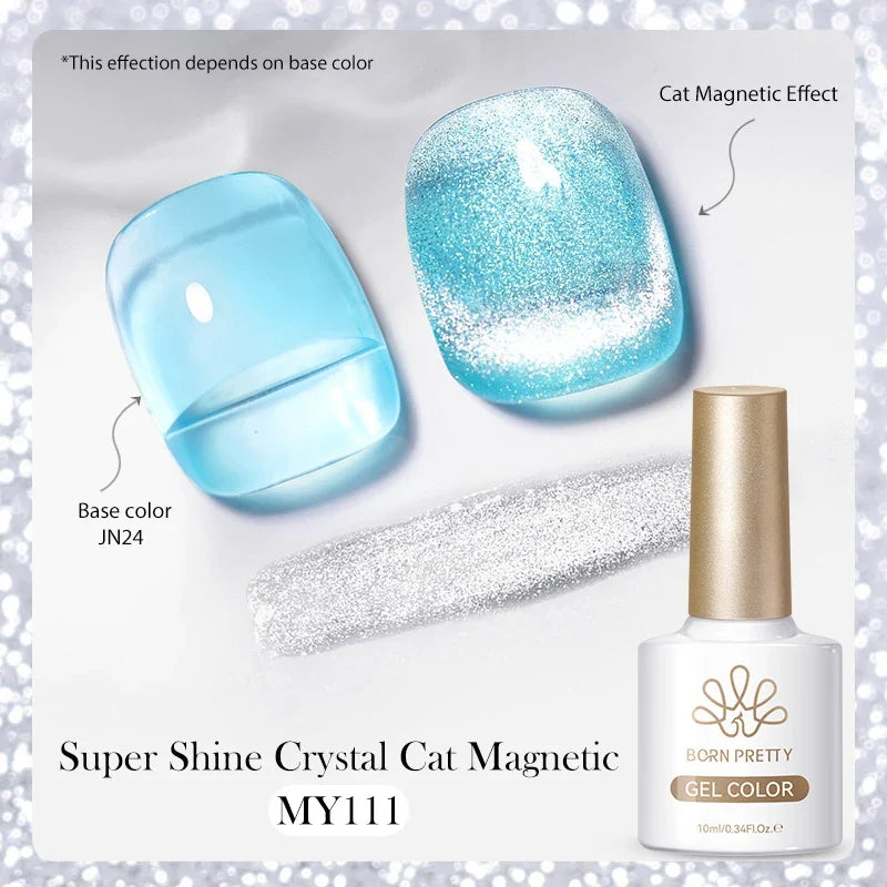 BORN PRETTY 10ml Rhine Lake Blue Cat Magnetic Gel Dark Blue Glitter Soak Off UV Gel Nail Art Varnish Manicure Nail Art Salon
