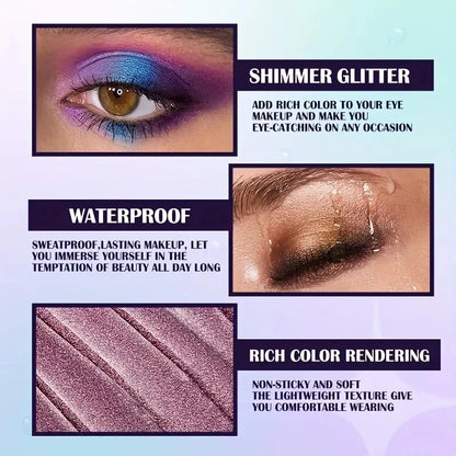 13-Shade Waterproof Liquid Eyeshadow Palette - High Shine  Long-Lasting & Smudge-Proof Makeup Set for Glamourous Looks glitter