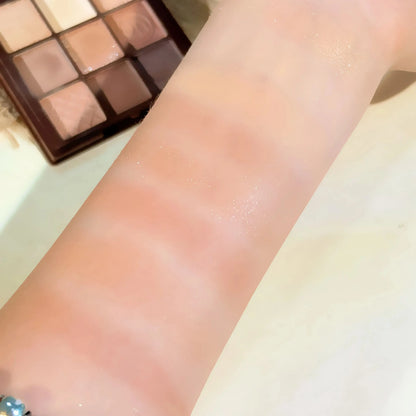 Chocolate Warm Brown Earth Palette - 9 Shades Matte Orange Brown Pearlescent Glitter Illuminating Wear Eyeshadow