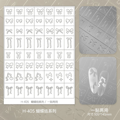 Kaniu Transparent Hollow French Nail Stickers Snowflake Starry Design Nail Art Decal Self-Adhesive Manicure Stencil Template
