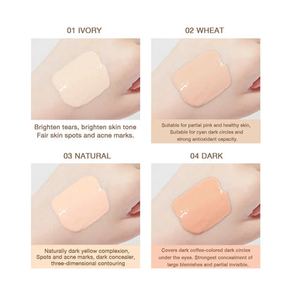 Wheat Tone Moisturizing Liquid Concealer Oil Control Invisible Full Coverage Pores Dark Circles Ivory Foundation Cream Makeup