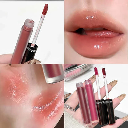 Berry Red Mirror Translucent Lip Gloss Hydrating Water Light Lipstick Clear Jelly Lip Glaze Nude Brown Moisturizing Makeup Tint