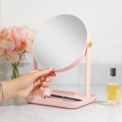 5X 1X Magnification Makeup Mirror with Accessory Tray Phone Holder 360 Degree Rotation Dual-Sided Vanity Mirror Ideal Makeup