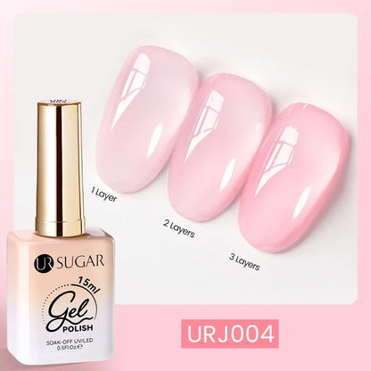 UR SUGAR 15ml Fiber Rubber Base Gel Upgrade Broken Nail Repaired Fiberglass Clear Quick Building UV Construction Gel Soak Off