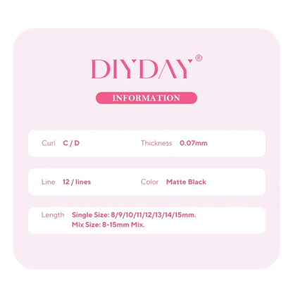 DIYDAY U-shaped YY Eyelash Extension Premium PBT Double Layer U Sahpe YY Lashes Ultra Soft Featherlight False Mink Eyelashes