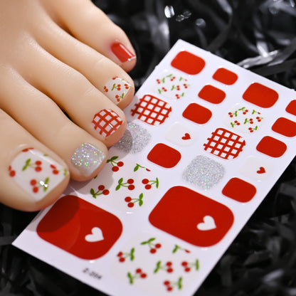 1pcs 22tips Gradient Glitter Full Toe Nail Wraps 3D Shiny Omber Pink/Purple/blue Toe Nail Polish Stickers Baking Free Toe Strips