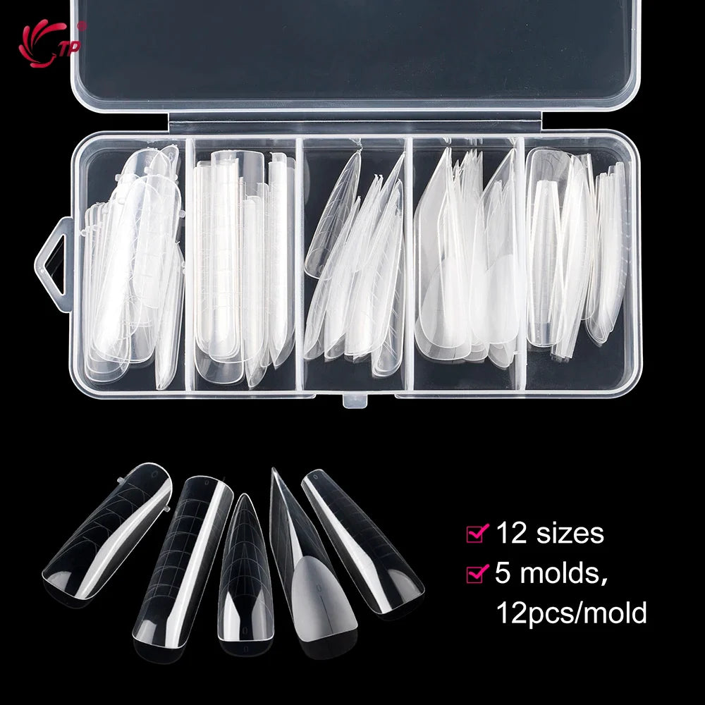 TP New 60pcs/75pcs Dual Nail Forms Quick Building Gel Mold Full Cover Acrylic False Nail Tips Top Forms Extension Manicure Tools