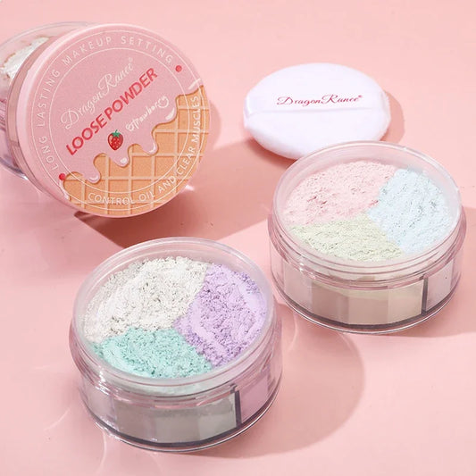 3Color Matte Face Loose Powder Waterproof Oil Control Facial Makeup Powder Natural Smooth Pearlescent Setting Powder Brightening