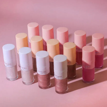 14 Colors Matte Liquid Blush Contour Highlighter Waterproof Long Lasting Sponge Brush Head High Pigment Blusher Brighten Bronzer