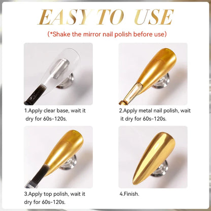 LILYCUTE 7ml Mirror Silver Metallic Nail Polish Super Bright Metal Effect Nail Art Varnish Fast Drying No Need Lamp For Manicure