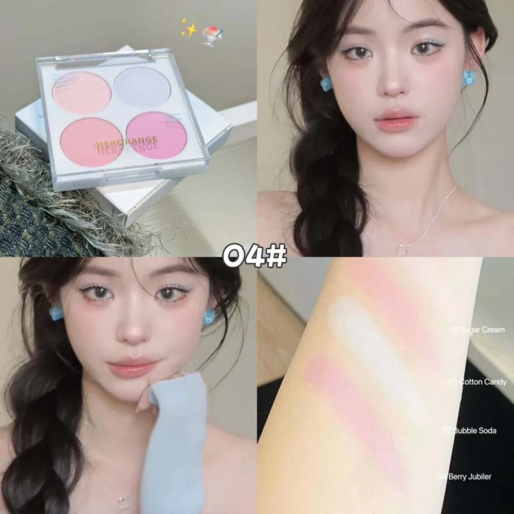 4 Colors Blush Powder Face Makeup Set Mixed Sweet Warm Colors Matte Cheek Powder Facial Beauty Cosmetic Makeup Blush