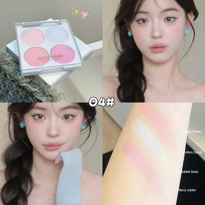 4 Colors Blush Powder Face Makeup Set Mixed Sweet Warm Colors Matte Cheek Powder Facial Beauty Cosmetic Makeup Blush