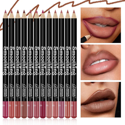 12-Color Lip Liner Set, Long-Lasting, Smudge-Proof, Easy To Apply, Transfer-Resistant, Matte Lip Pencil
