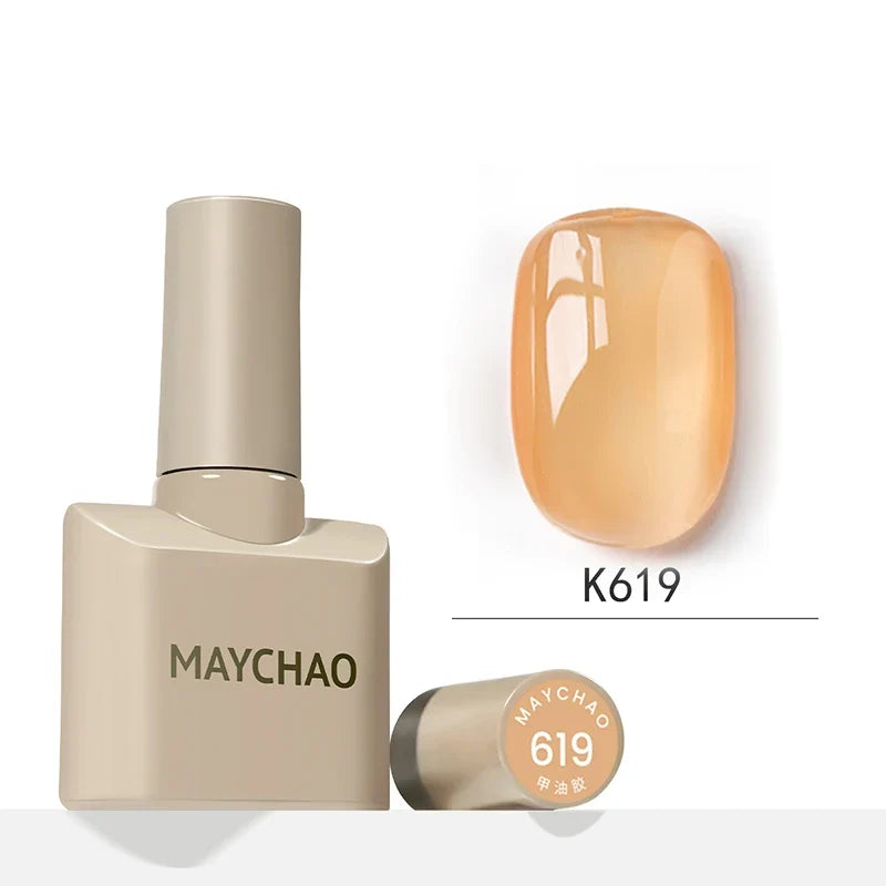 MAYCHAO 12ml Jelly Gel Nail Polish Semi Permanent Top Coat Soak Off UV LED Gel Art Nail Varnish Manicure Long Lasting Nail Gel