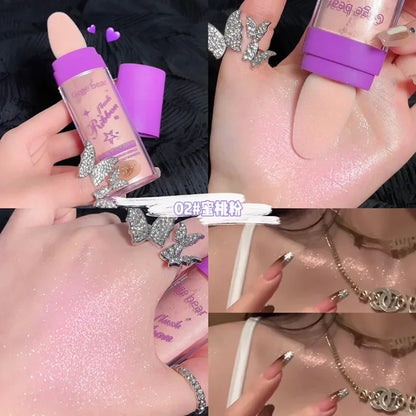 Shimmer Fairy Powder Highlighter Powder White Loose Highlighter Face Body Glitter Wand Makeup Bronzer Illuminator Powder