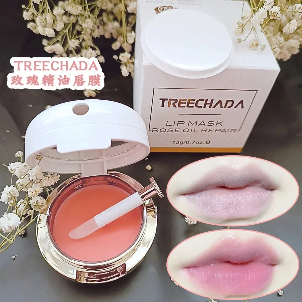 Original Genuine Thailand TREECHADA Rose Sleep Lip Gloss Mask Moisturizes Nourishes Lighten Lip Lines Lip Mask Anti-wrinkle