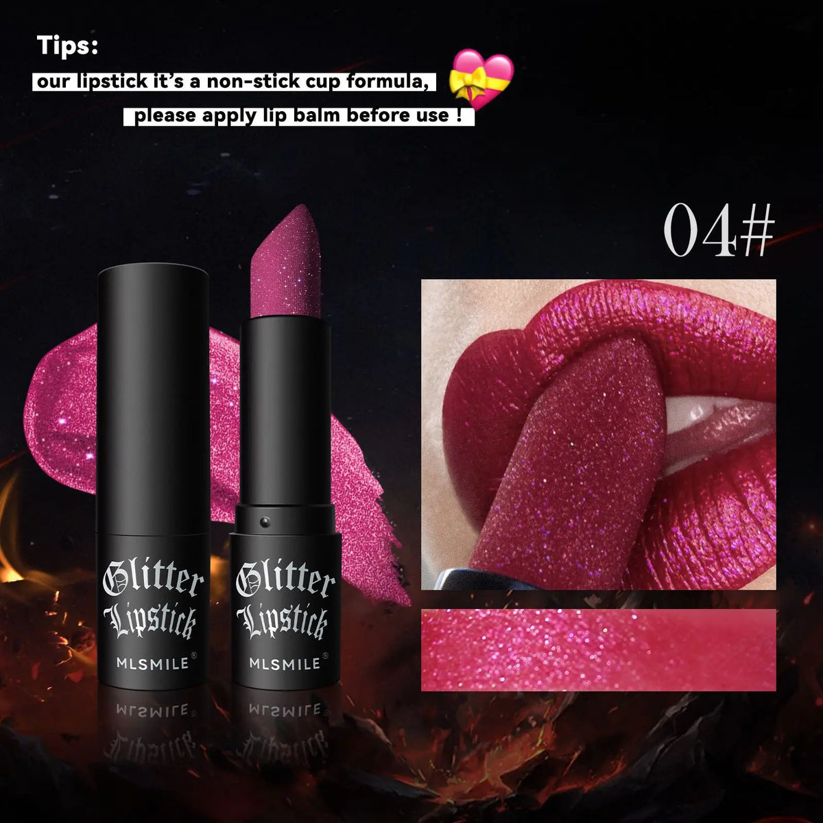 7Colors Glitter Lipstick Waterproof Long Lasting Diamond Pearlescent Metallic Lipstick Black Lipgloss Women Lips Makeup Cosmetic