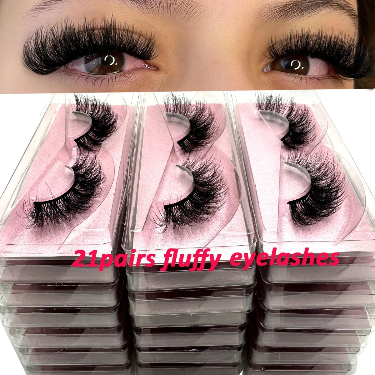 New 21Pairs Natural Fluffy volume False Eyelashes Dramatic Thick 3D Mink Lashes Extension Makeup Lashes Wholesale Cílios In Bulk