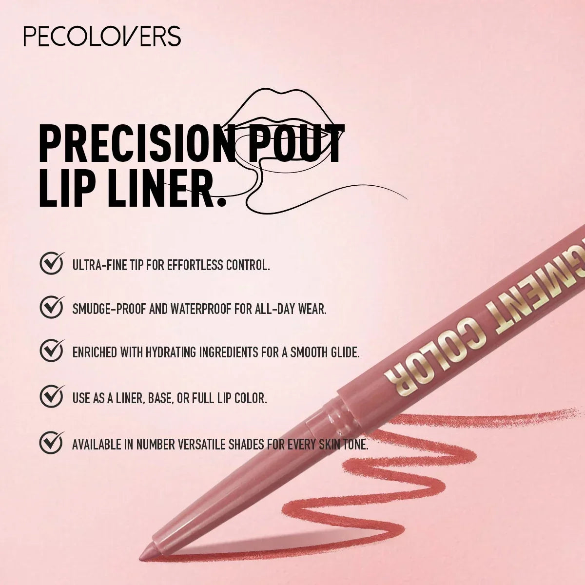 1PC Matte Lip Liner Pen - Long-Lasting, Waterproof, Easy Glide, Moisturizing Suitable for All Skin Types, Lip Makeup