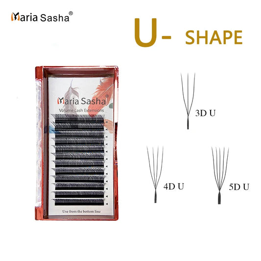 MARIA U 3D 4D 5D W Eyelashes U Shape Eyelash Extensions Soft Lashes Makeup Mesh Volume Eyelash