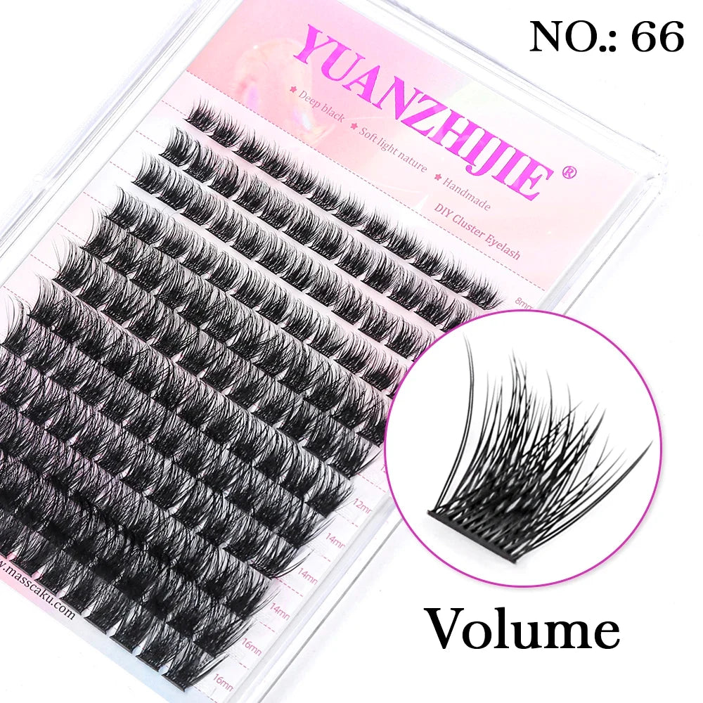 DIY 144 Cluster Lashes YUANZHIJIE free ship Segmented Beam Natural C/D Curl Individual Mink Eyelashes Makeup Supplies at home