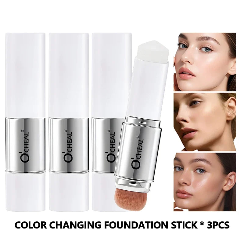 O'CHEAL Temperature Changing Foundation Stick Facial Coverage Blemishes Pores Double-Headed Face Matte Makeup Foundation Cream