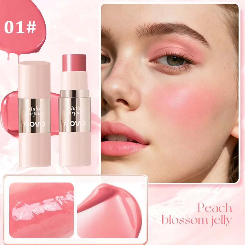 Multi-Use Cream Blush Stick For Eyes, Lips & Cheek, Nourishes & Moisturizes, Long-Wearing Blendable, Waterproof, Smooth Texture