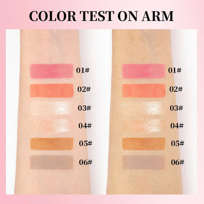 QIBEST Matte Face Liquid Blusher Smooth Cheek Eye Blush Highlighter Multi-Use Stick Rouge Lasting Liquid Contour Bronzer Makeup