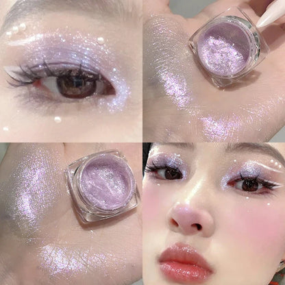 Sparkling Glitter Liquid Gel Eyeshadow Metallic Silver White Highlighter Sequins Eye Shadow Waterproof Shiny Silkworm Eye Makeup