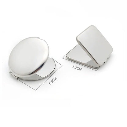 1pcs Portable Women Stainless Steel Makeup Mirror Hand Pocket Folded-Side Cosmetic Make Up Mirror Small Various Shapes