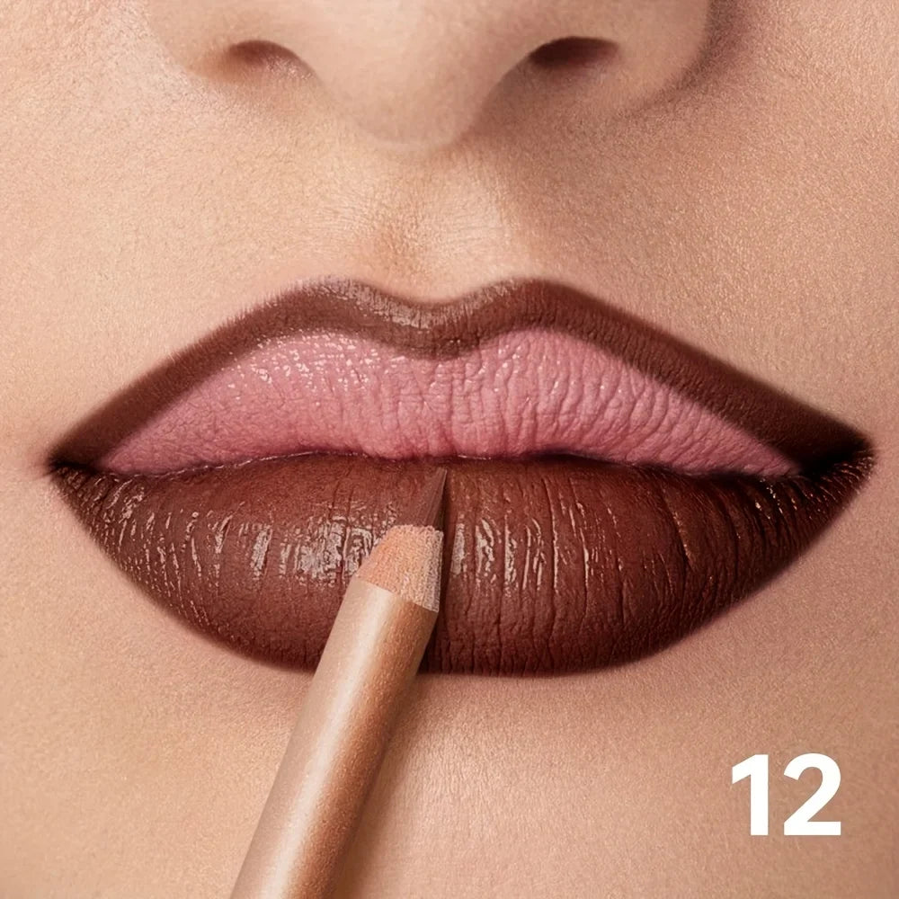 Matte Lip Liner Pencil Nude, Long-Lasting Waterproof, Smudge-Proof, Precise Outline, Smooth Creamy Formula