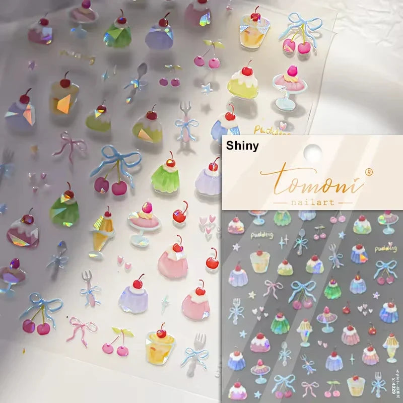 1pcs 5D Japanese Kawaii Bear Nail Art Stickers Brown Cartoon Animals Self-Adhesive Nail Decoration Decals DIY Slider Accessories