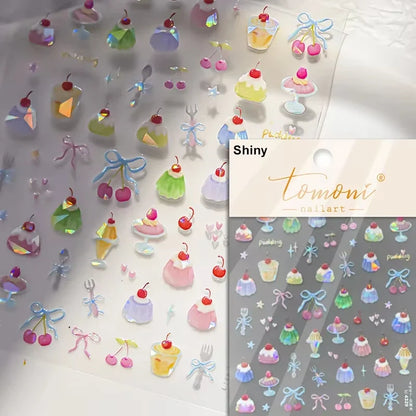 1pcs 5D Japanese Kawaii Bear Nail Art Stickers Brown Cartoon Animals Self-Adhesive Nail Decoration Decals DIY Slider Accessories