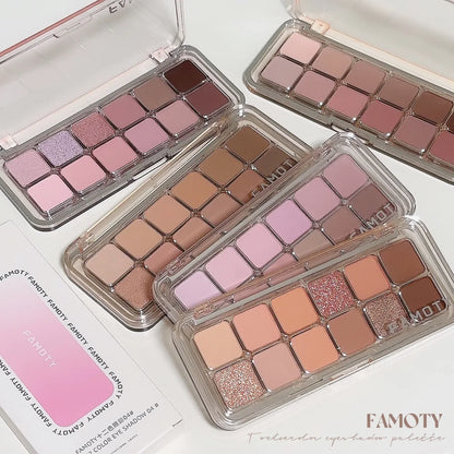 12-Color Matte Eyeshadow Palette - Tea Apricot Earth Tones 12g