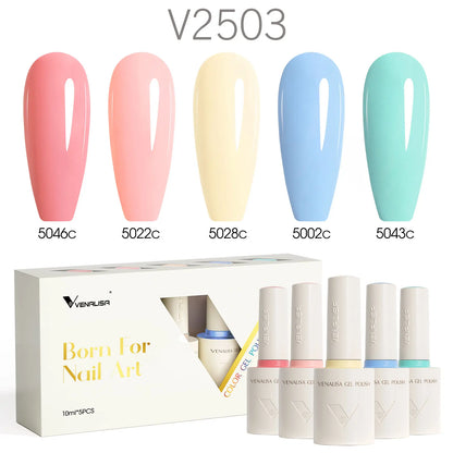 5pcs/kit Venalisa Color Gel Nail Polish Set Hema Free Soak Off UV LED Nail Gel Polish 10ml Combo TPO FREE HEMA FREE Gel Kit