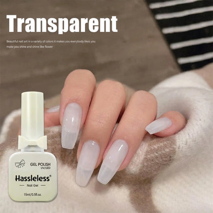 Hassleless Pudding Milky White Gel Nail Polish, Pure Color UV Gel Polish, For Professionals Starter Nail Art DIY 15ml