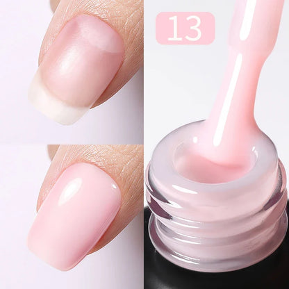 BORN PRETTY 15ml Jelly Nude Rubber Base Gel Natural Milky White Clear Semi permanent Self-Leveling Soak Off UV LED Gel Varnish